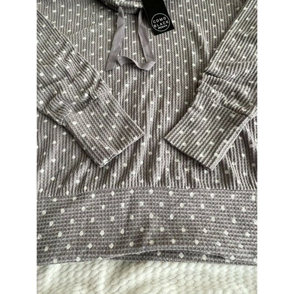 🌹Women’s Sweatshirt Size 3X Como Black Long Sleeve Cowl Neck Polka Dots Grey - Picture 12 of 12